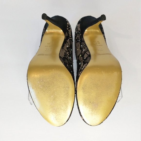 Benjamin Adams London Berlin Black Lace Pumps 7 Crystal Stiletto Formal Wedding - Picture 9 of 11